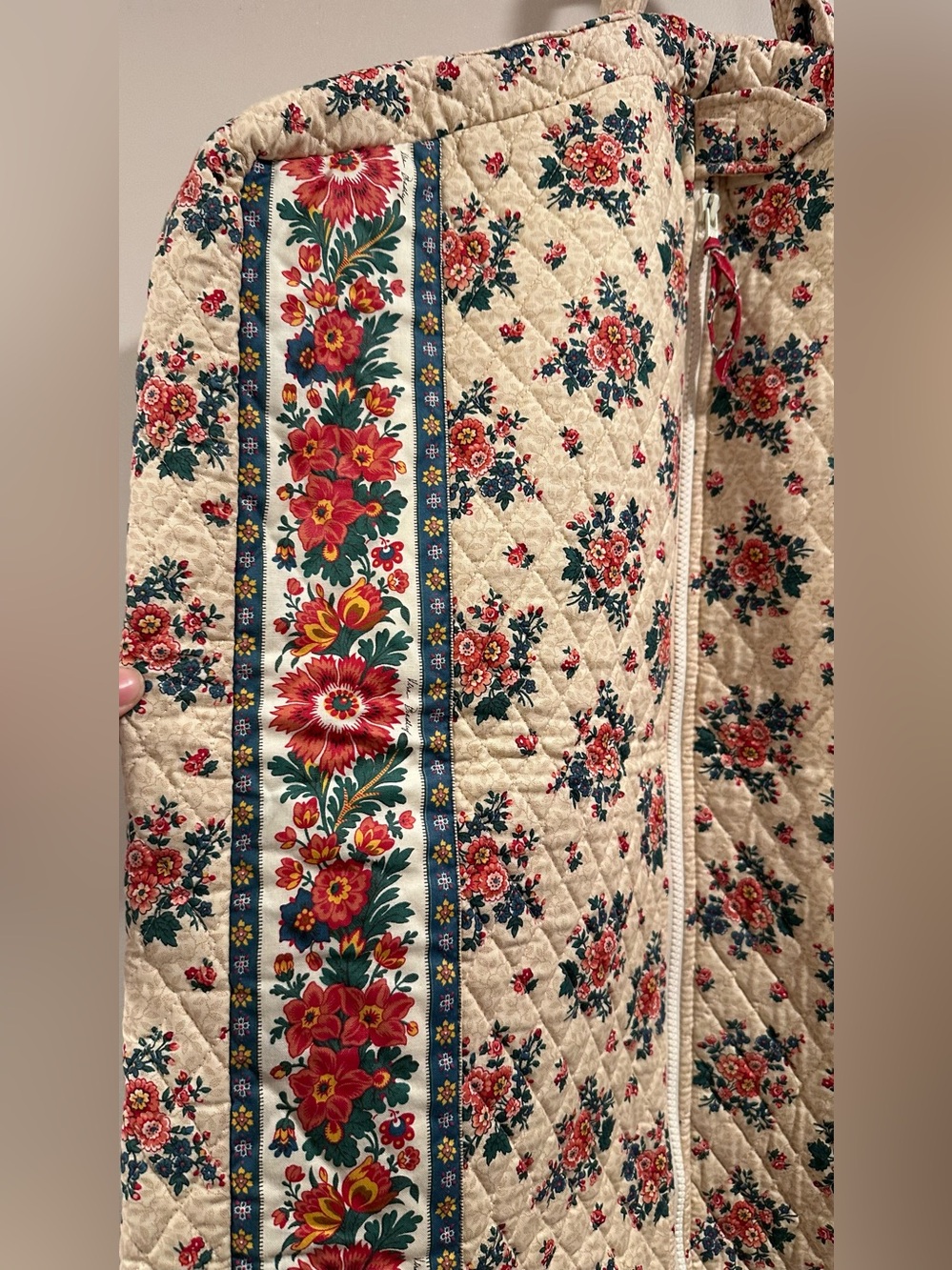 Vtg Vera Bradley "Tea Garden" 1994 Quilted Garment Bag Travel Luggage 55x22 Rare - Picture 8 of 16